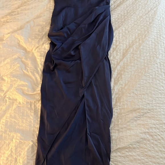 ASOS Blue Strapless Ruched Gown - Picture 3 of 4